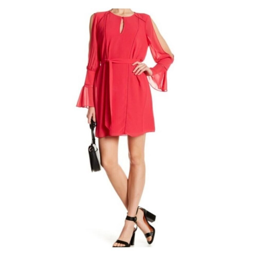 Haute Hippie Bessie Cutout Sleeve Dress NWT $355 Raspberry Pink Womens Size Lg
